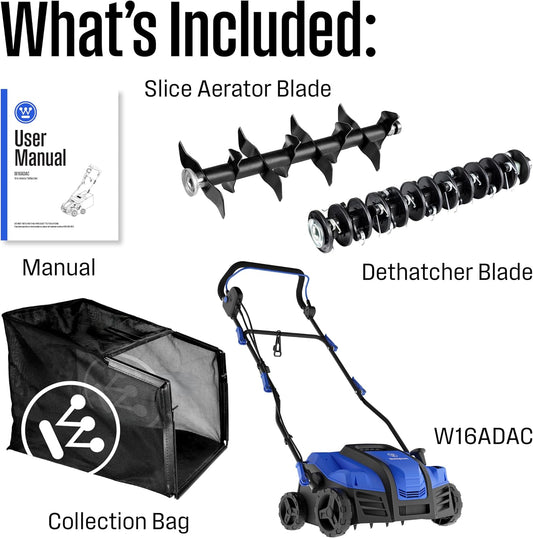 Westinghouse 16" 15-Amp 2-in-1 Electric Dethatcher and Scarifier with Collection Bag